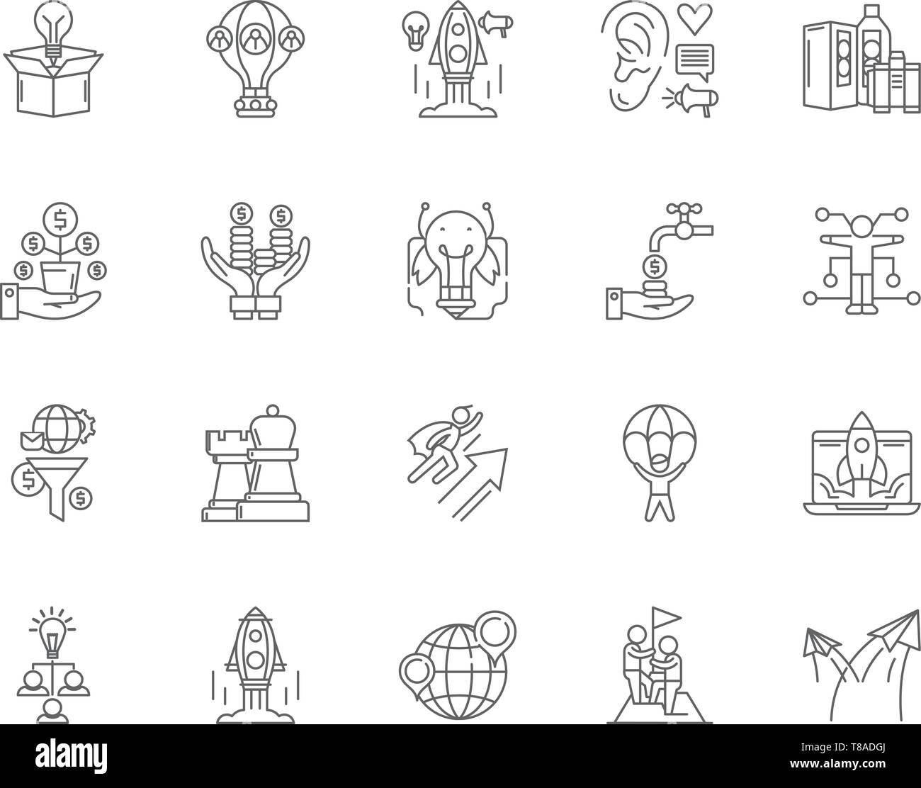 Business metaphors line icons, signs, vector set, outline illustration ...