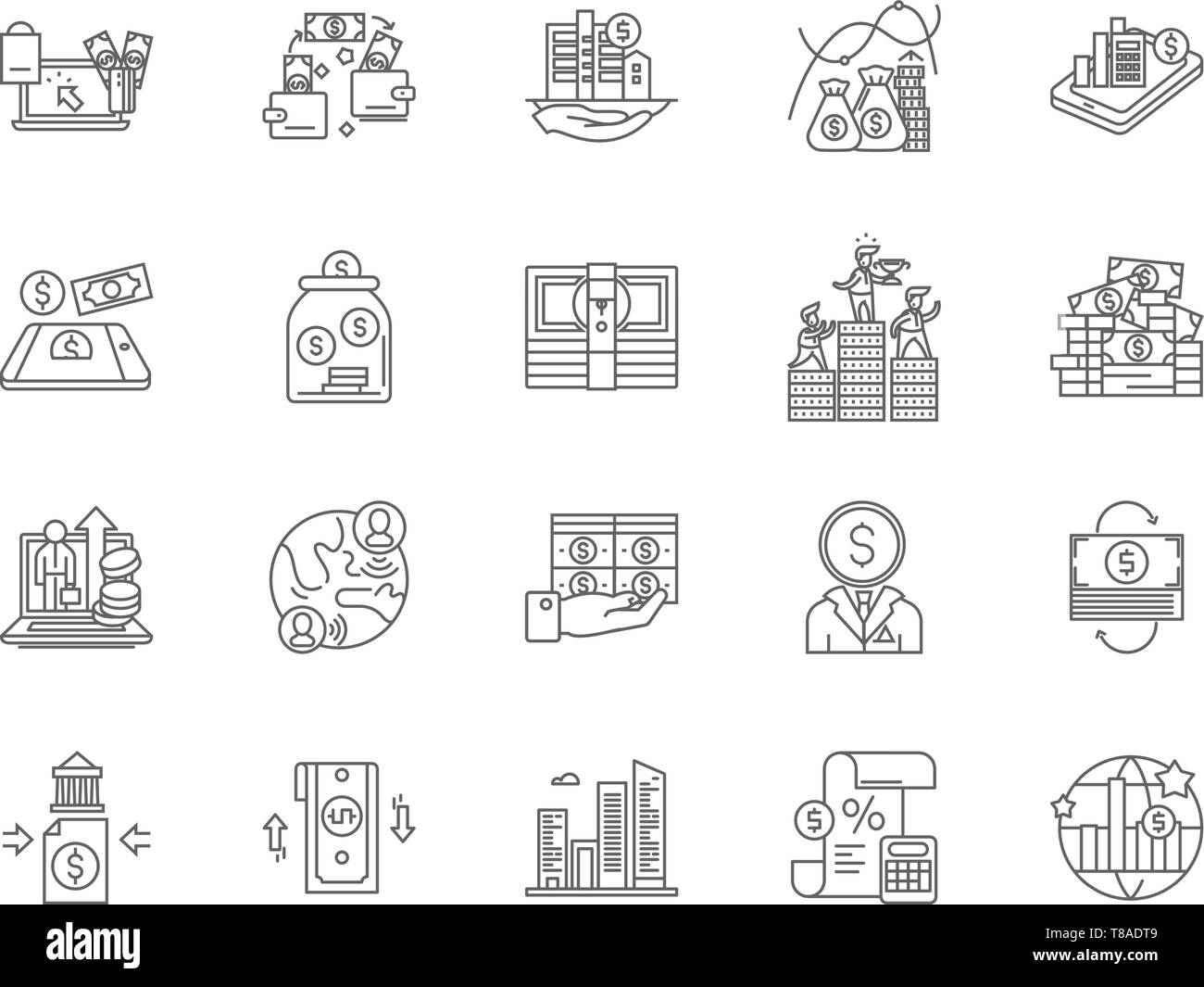 Capital markets line icons, signs, vector set, outline illustration concept  Stock Vector