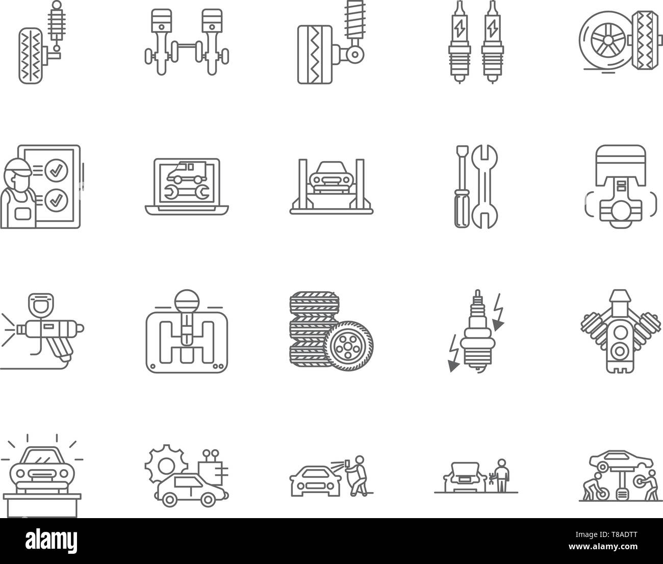 Car repair line icons, signs, vector set, outline illustration concept ...