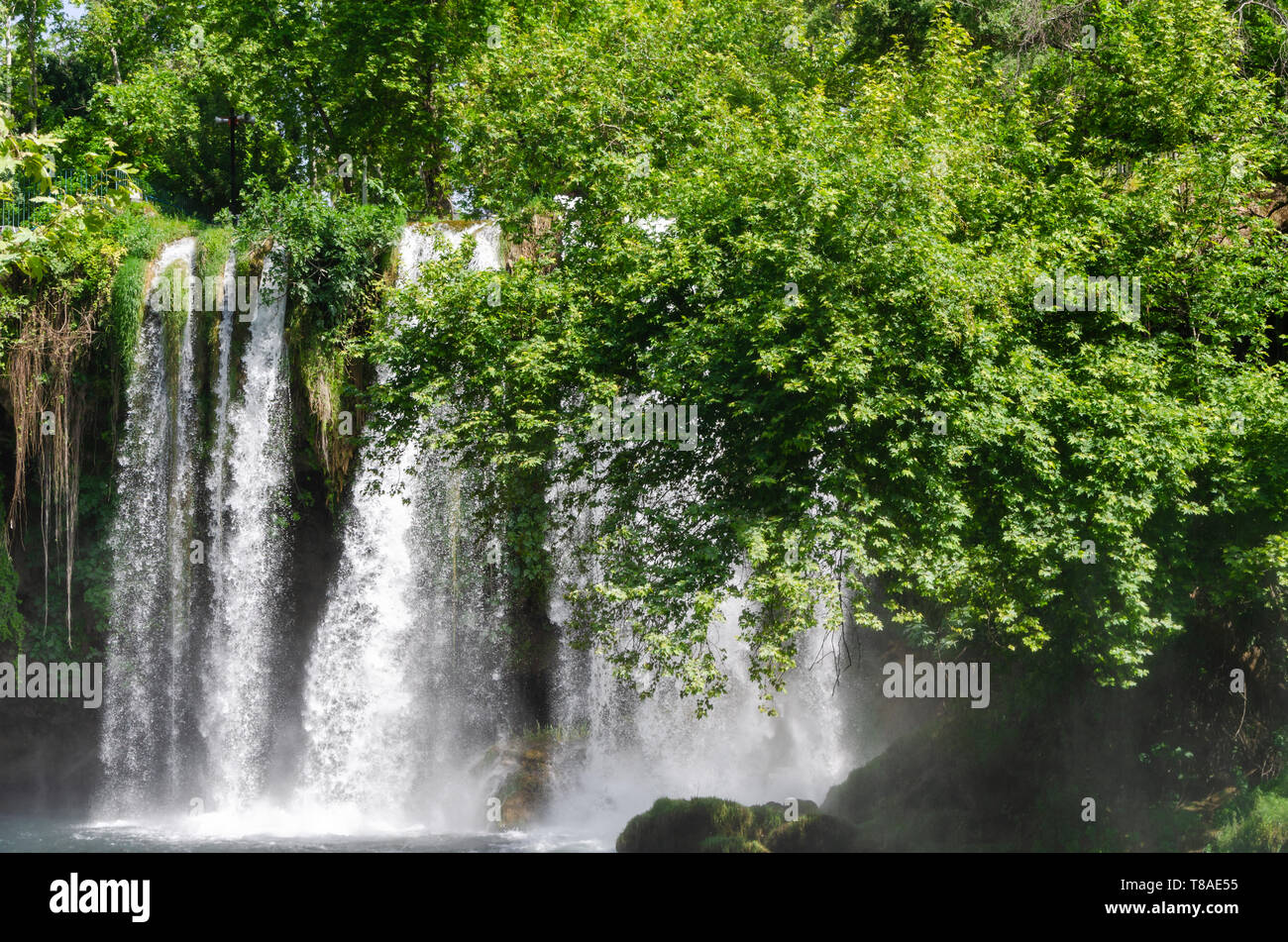 Splendid Waterfall in the forest. Duden Waterfall, Antalya, Turkey. Stock Photo