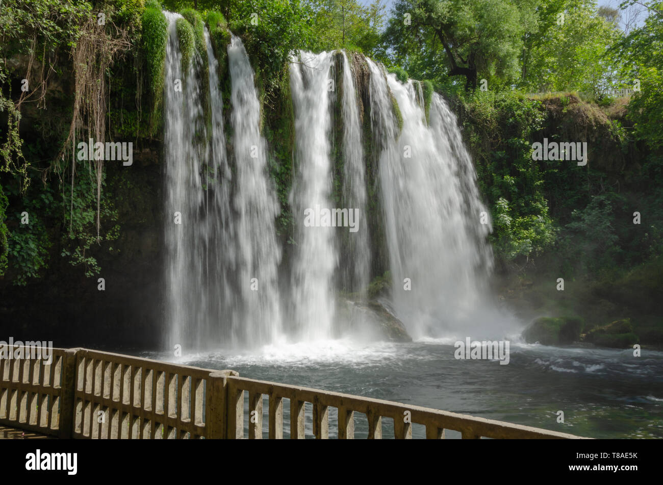 Splendid Waterfall in the forest. Duden Waterfall, Antalya, Turkey. Stock Photo