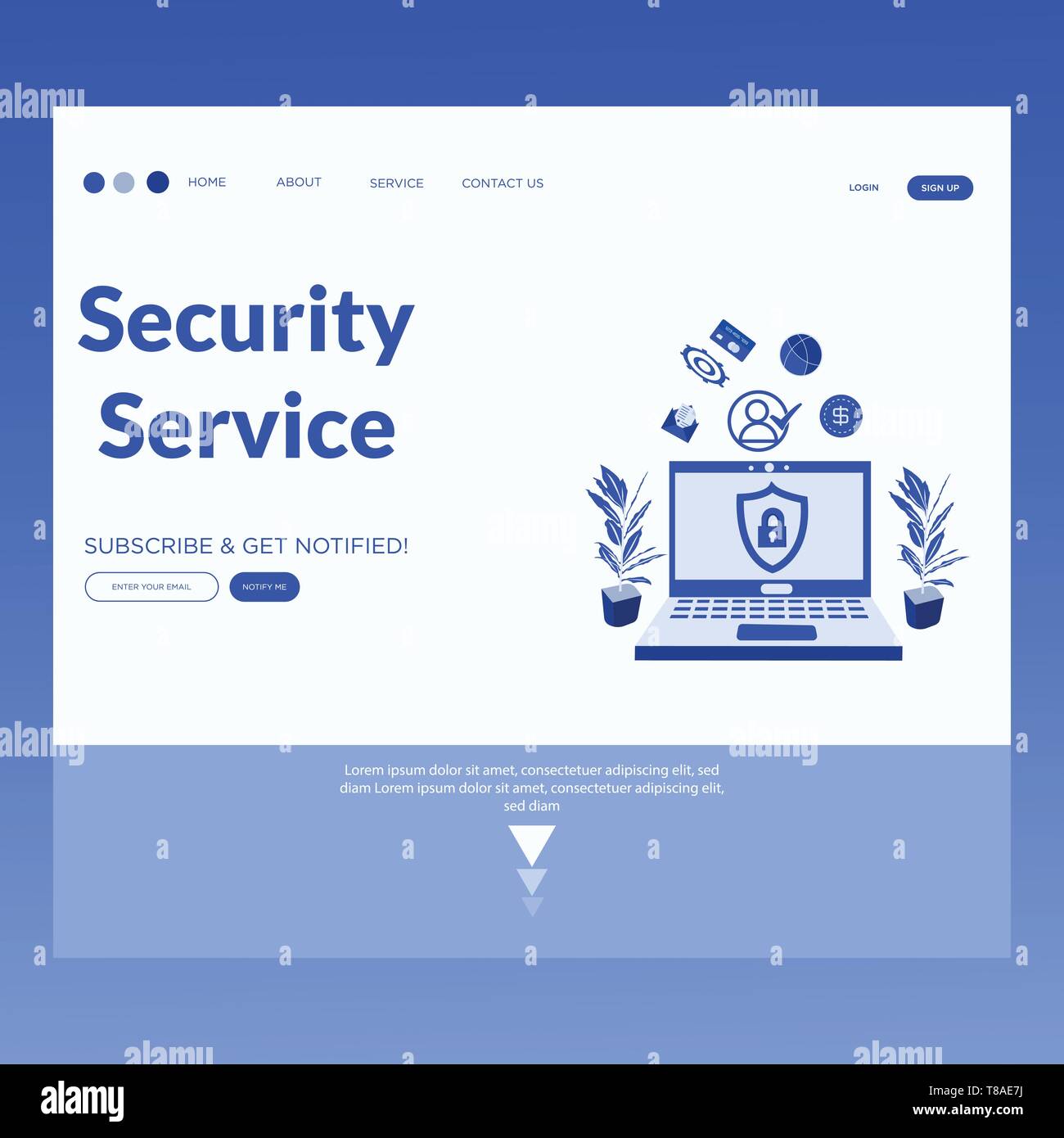 Security Service- Vector landing page illustration Stock Vector Image ...