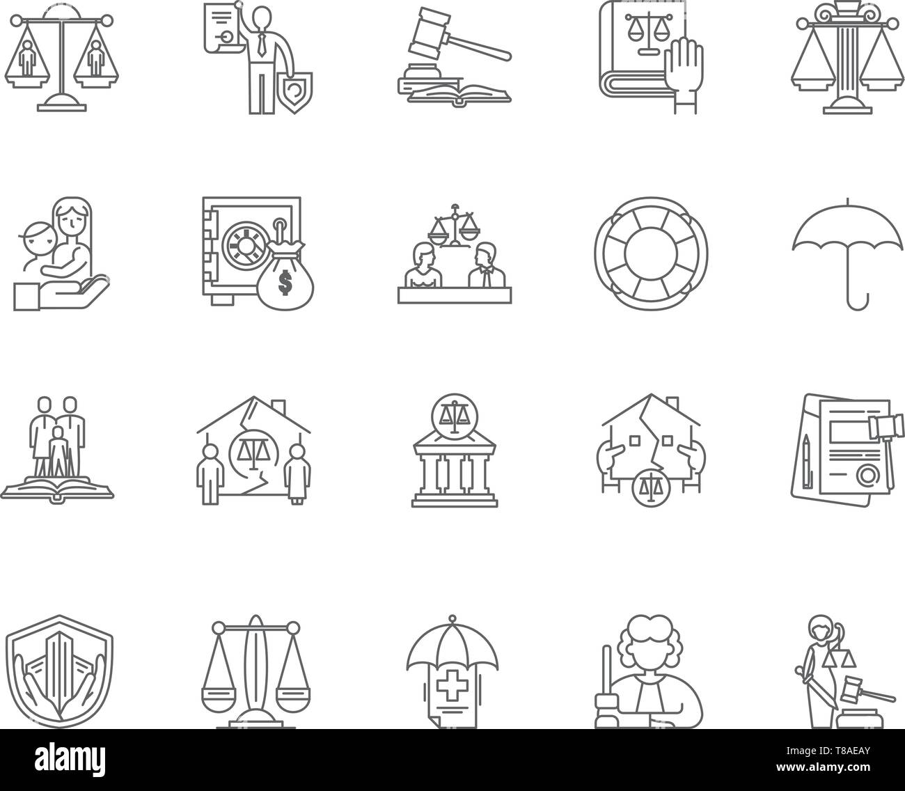 Civil law line icons, signs, vector set, outline illustration concept ...