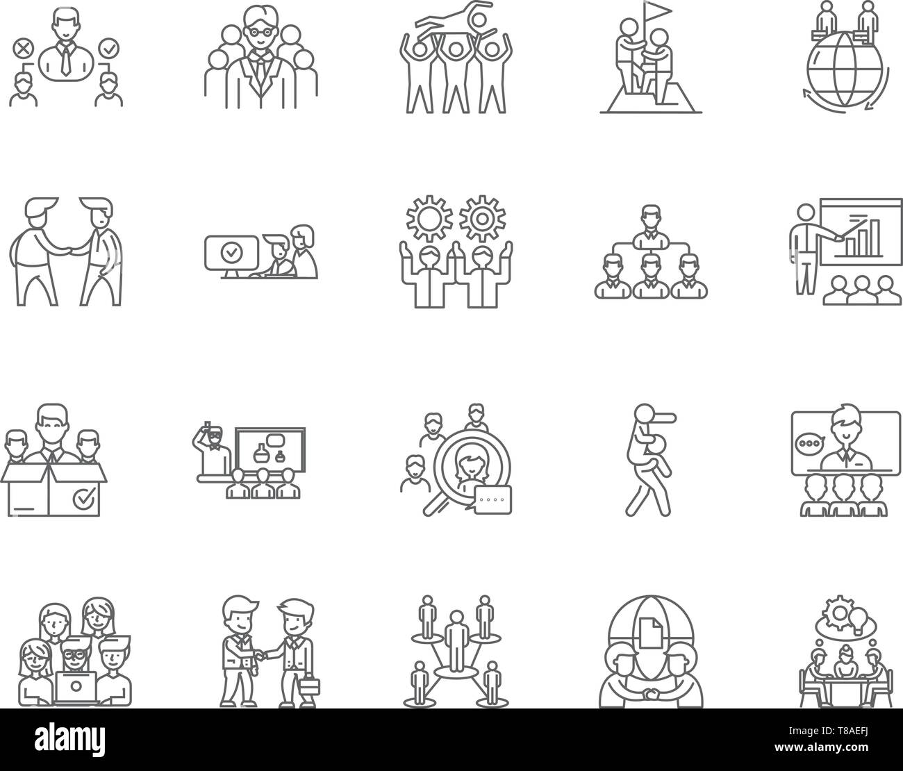 Collaboration line icons, signs, vector set, outline illustration ...