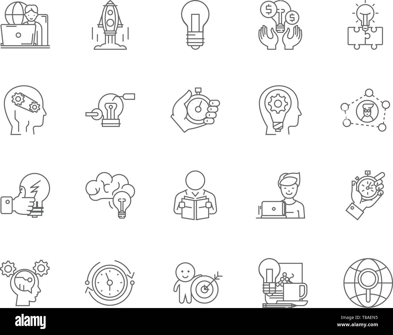 Concentration line icons, signs, vector set, outline illustration ...