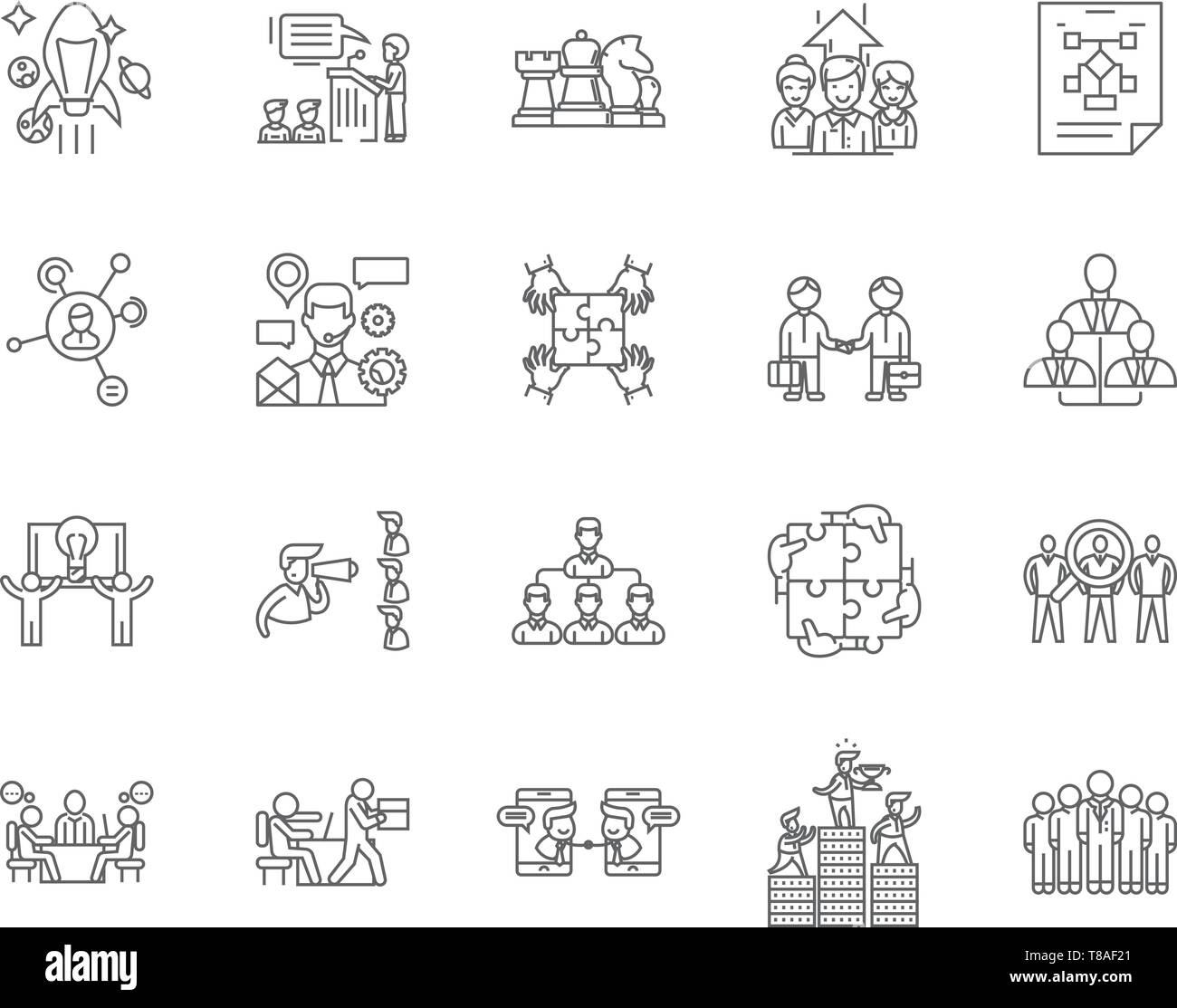 Corporate management line icons, signs, vector set, outline ...
