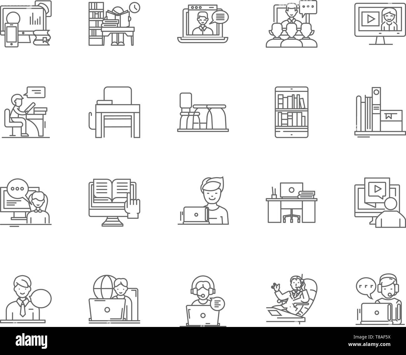 Coworking line icons, signs, vector set, outline illustration concept ...