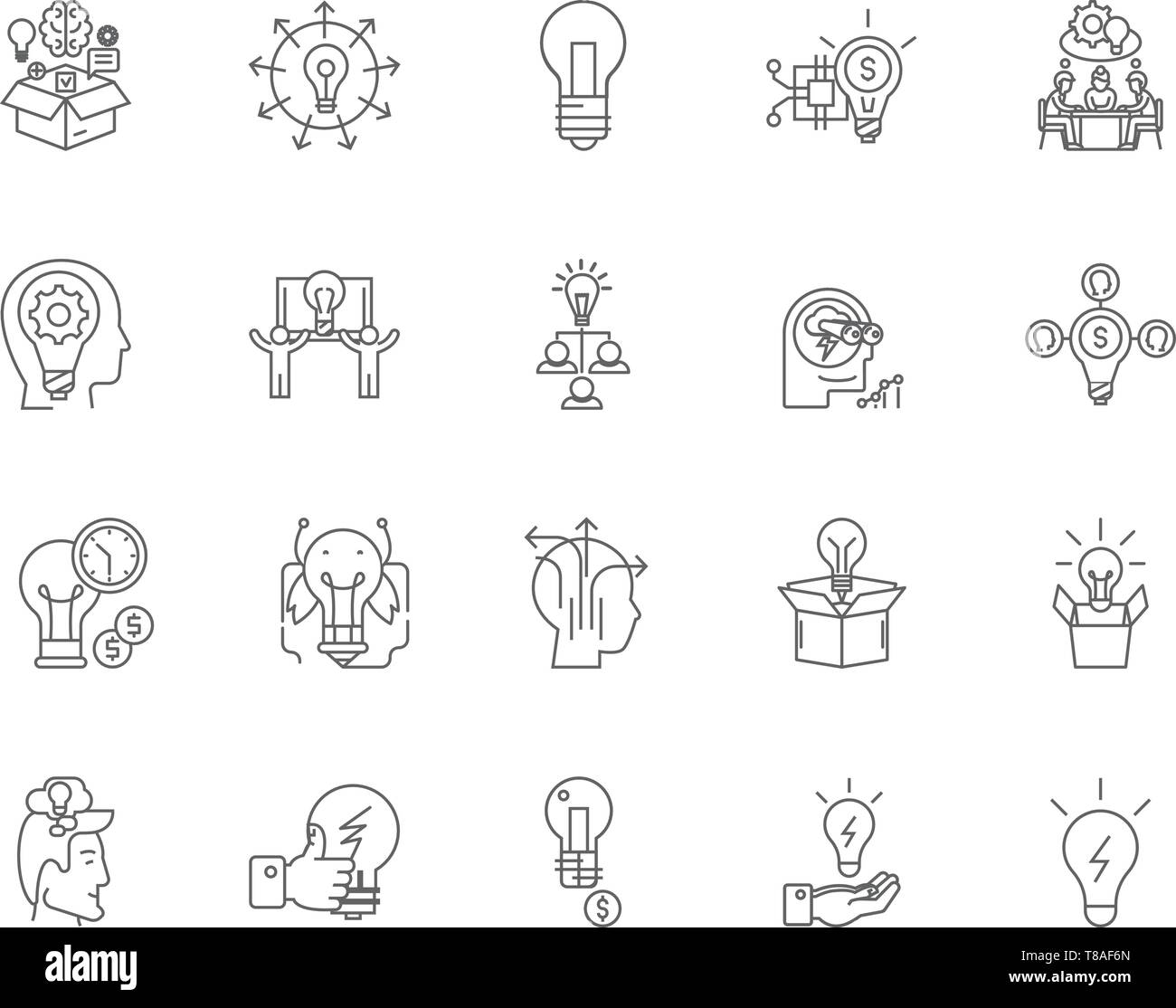 Creative idea line icons, signs, vector set, outline illustration ...