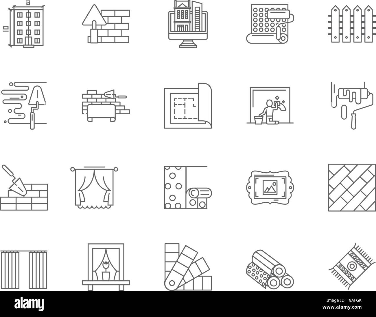Decorator line icons, signs, vector set, outline illustration concept ...