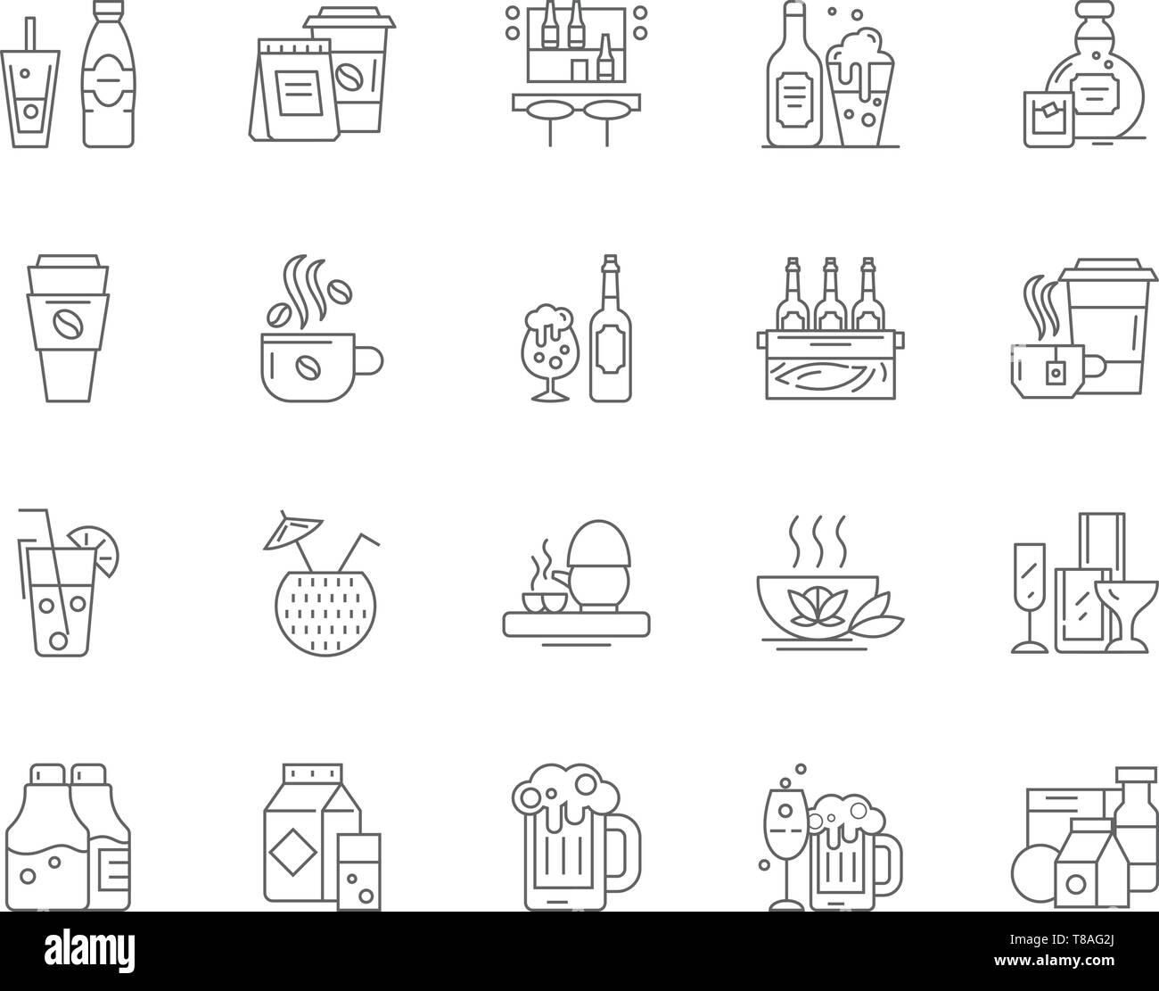 Drinking line icons, signs, vector set, outline illustration concept ...