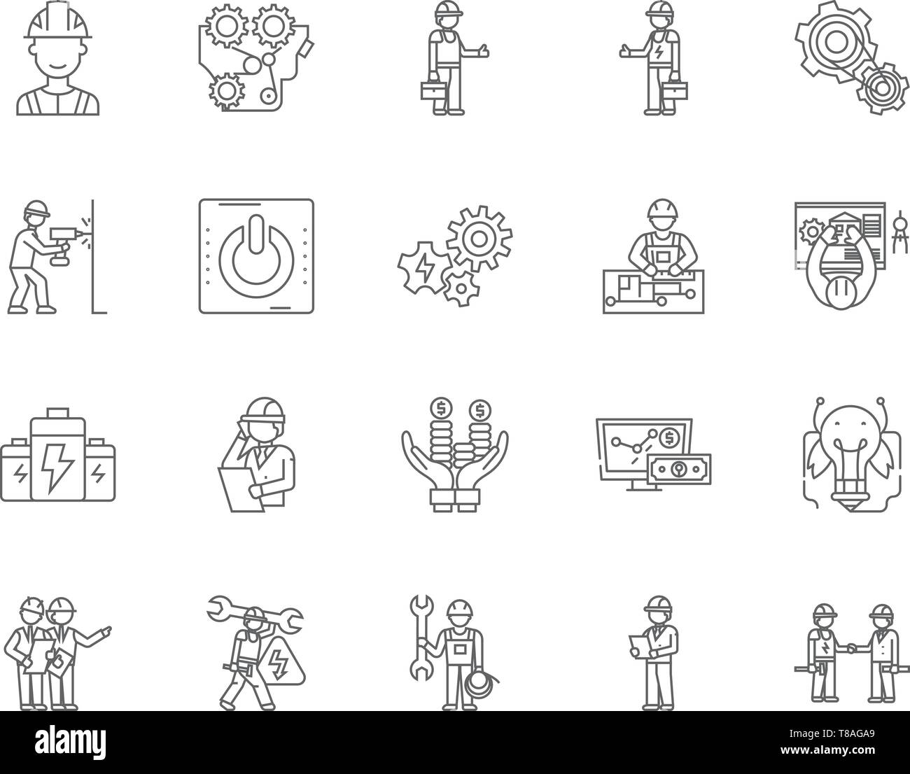 Electrical appliance retailers line icons, signs, vector set, outline illustration concept  Stock Vector
