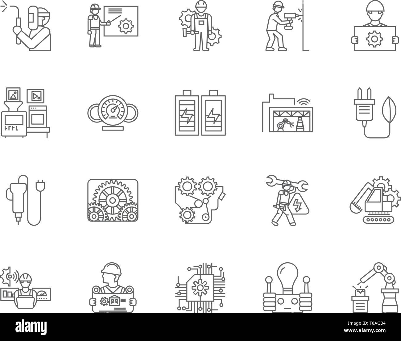 Electrical industrial apparatus line icons, signs, vector set, outline