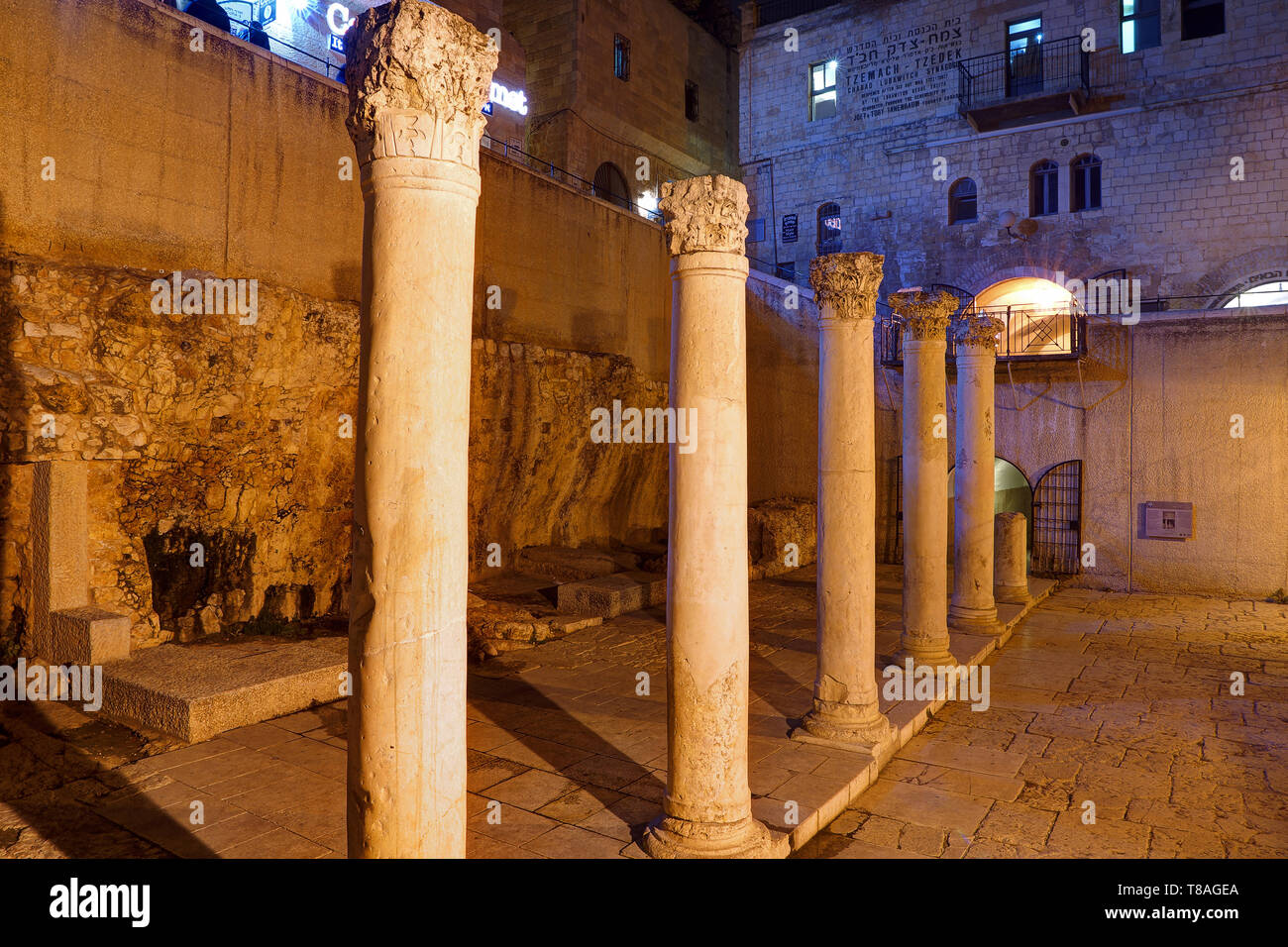 Columns of the Cardo, Old City of Jerusalem, Israel Stock Photo