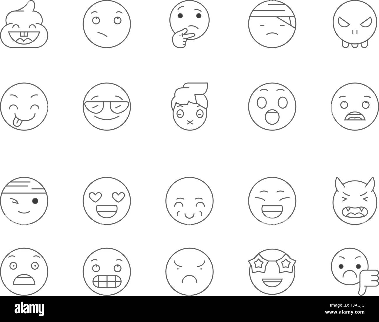 Emotions line icons, signs, vector set, outline illustration concept  Stock Vector