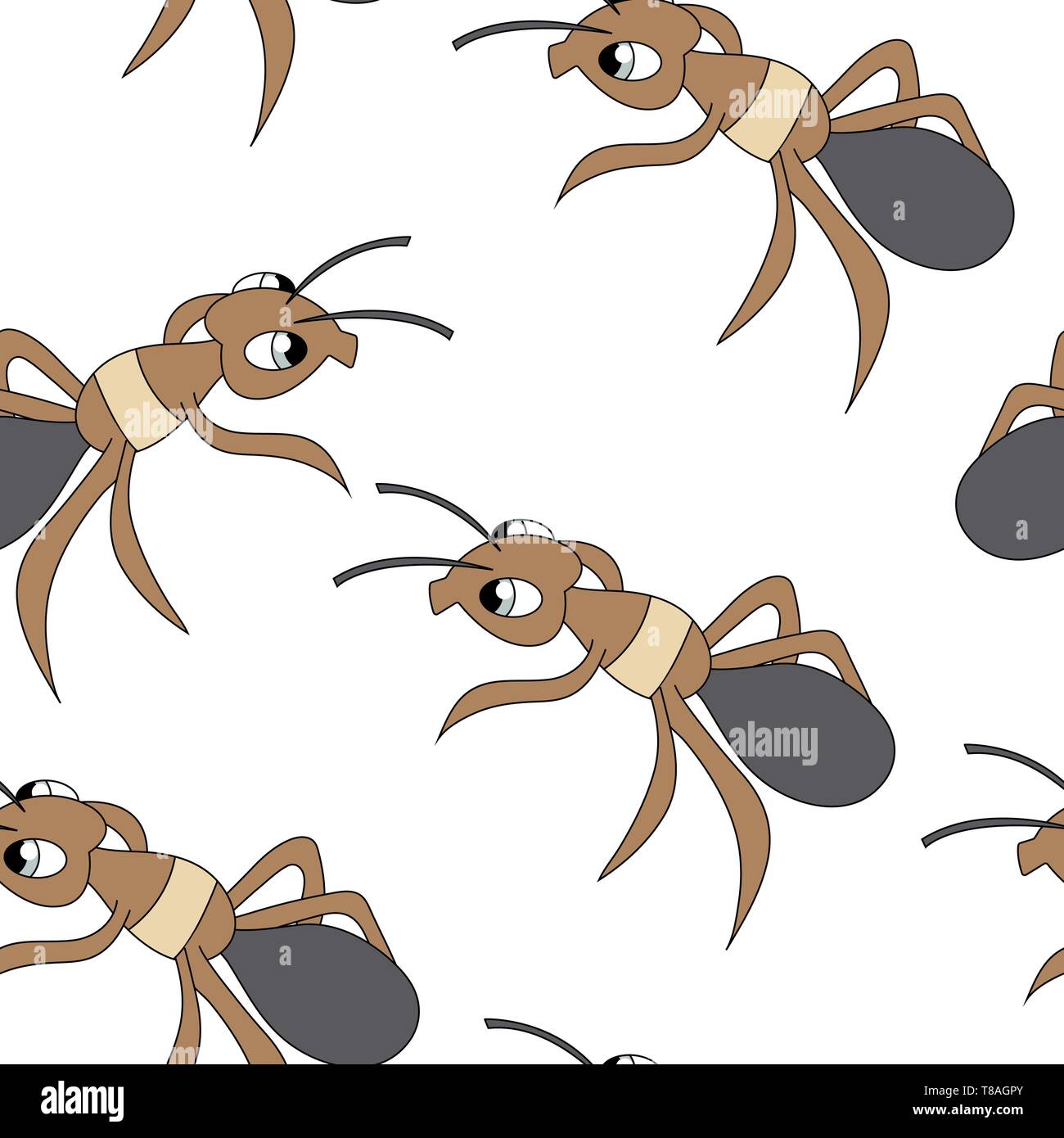 Cute ants image. Seamless vector vector pattern Stock Vector