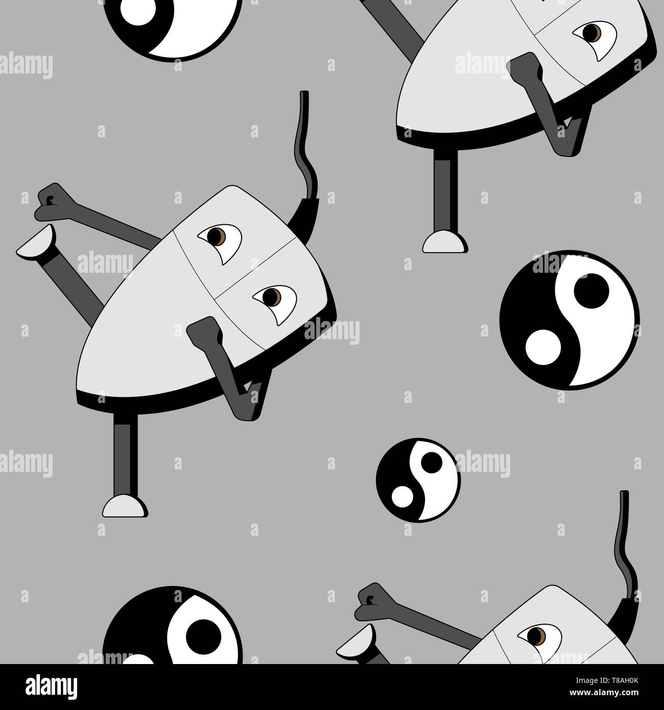 Kung fu computer mouse. seamless vector pattern Stock Vector