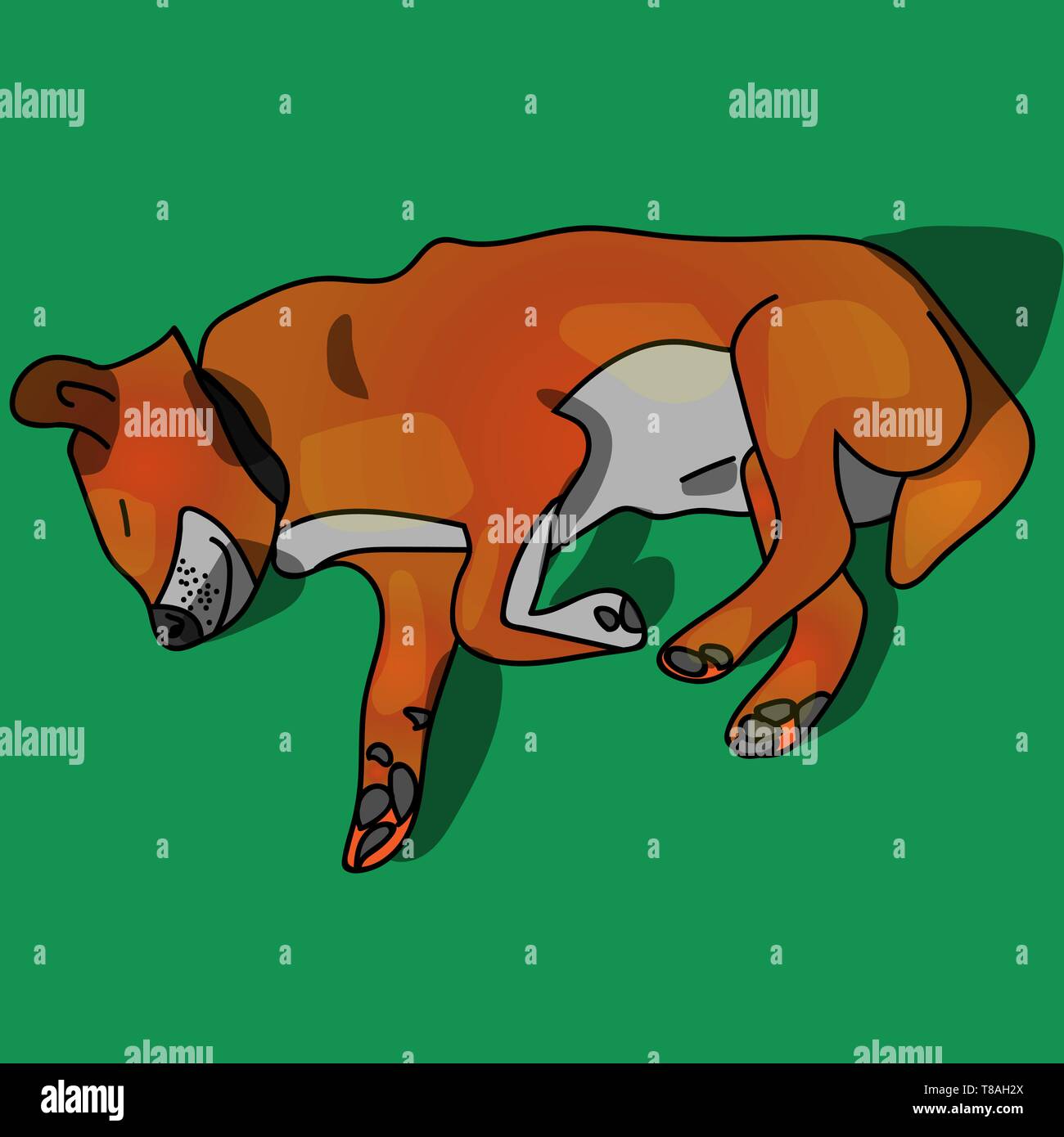 Sleeping dog on the yard. Isolated vector illustration Stock Vector