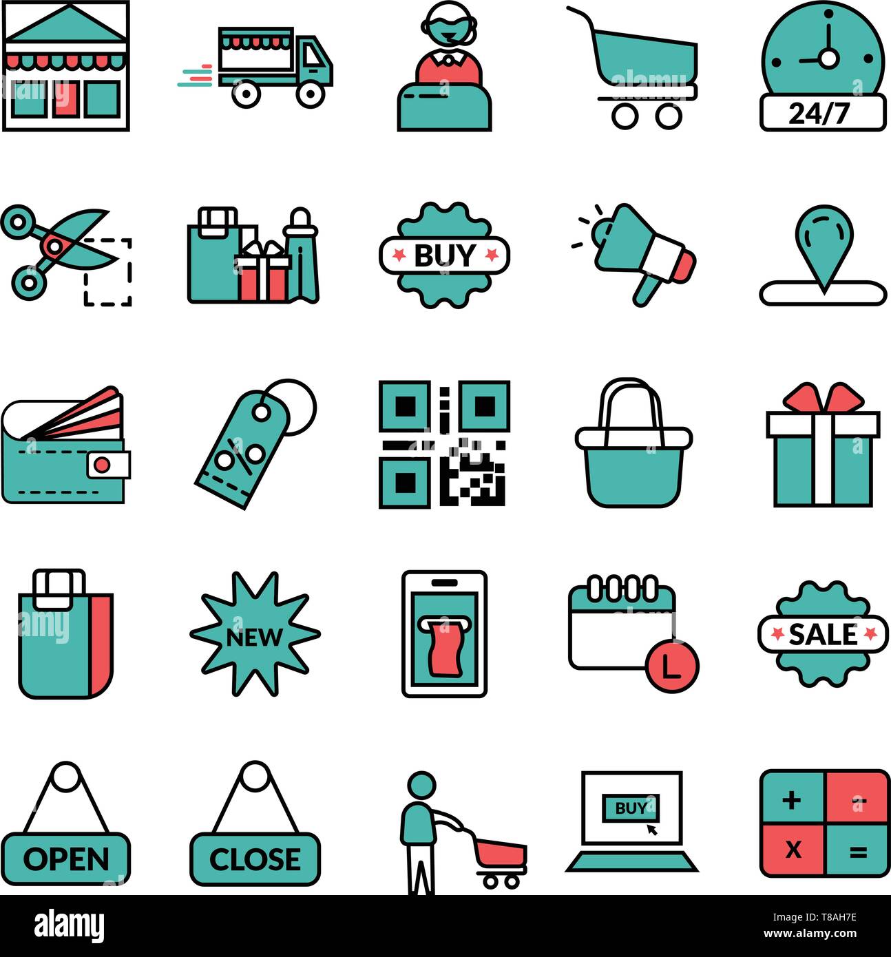 shopping, E-commerce icon - Vector shopping, E-commerce icon set for website or mobile. Stock Vector