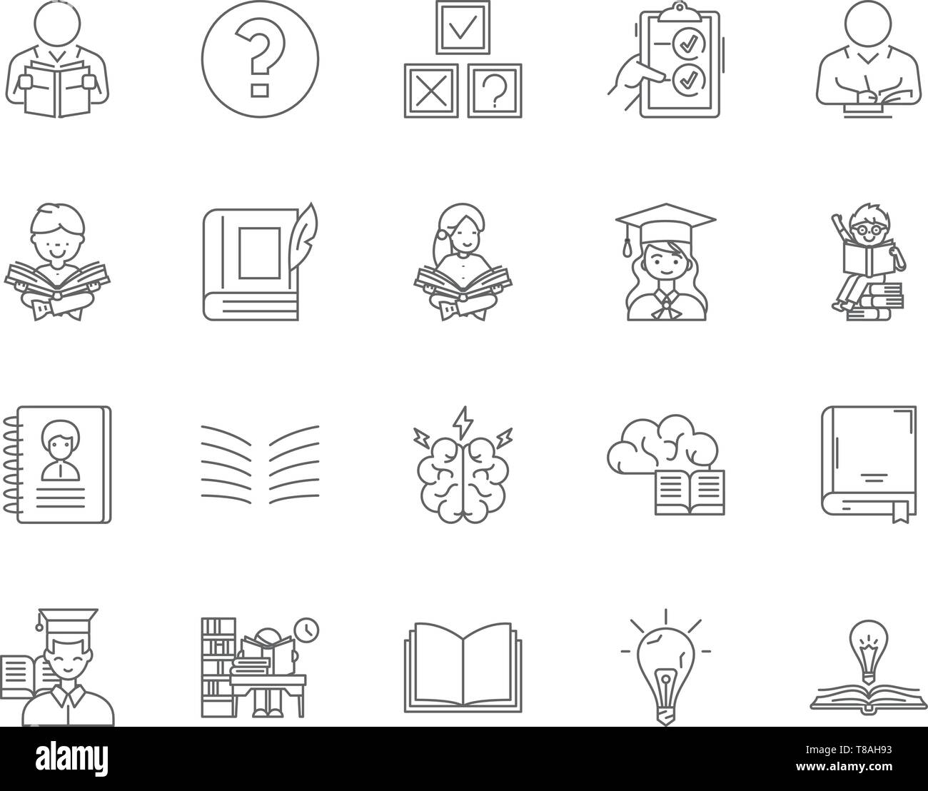 Exam line icons, signs, vector set, outline illustration concept  Stock Vector