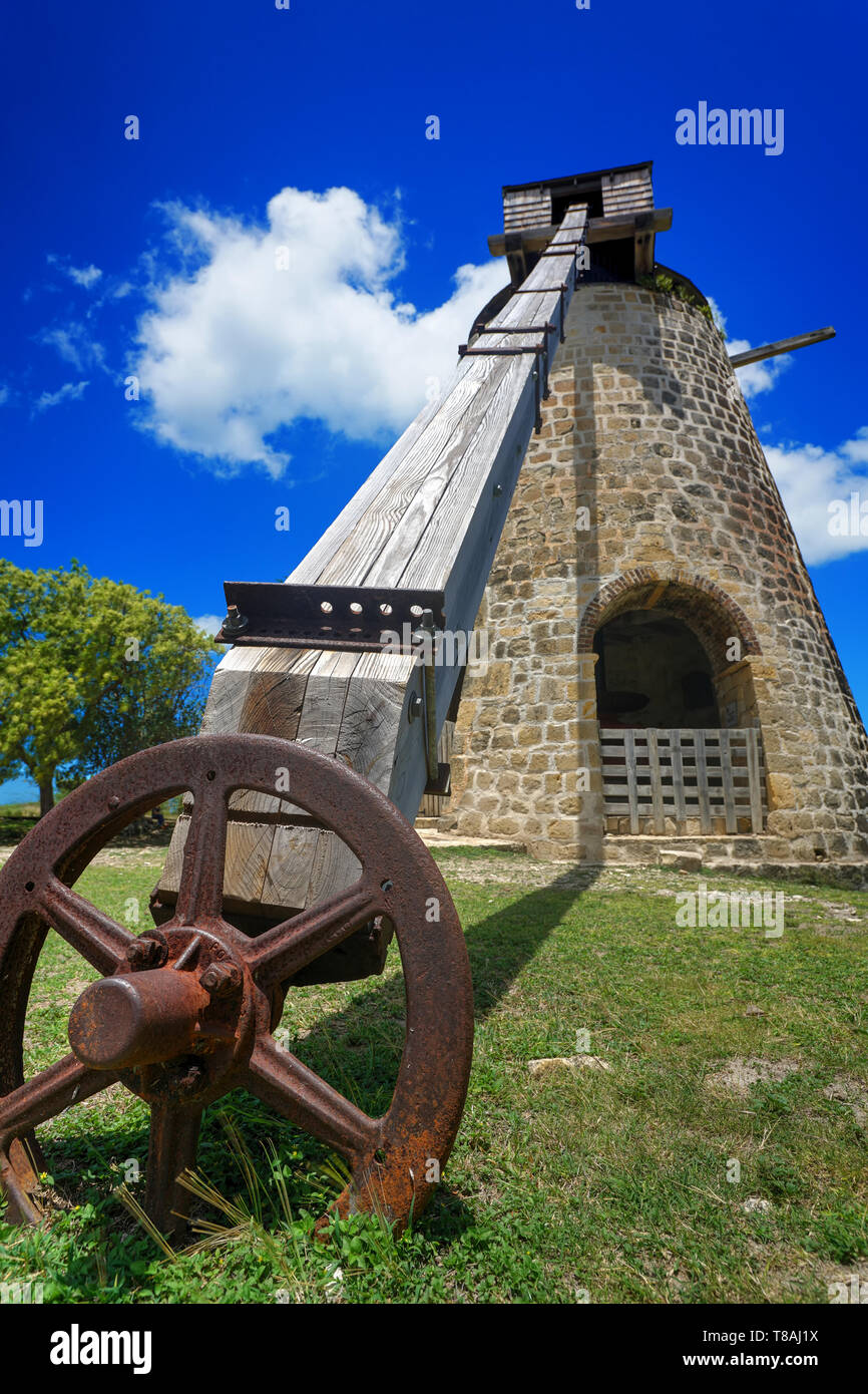 A sugar windmill at Betty's Hope, a former sugar plantation. Antigua. Stock Photo