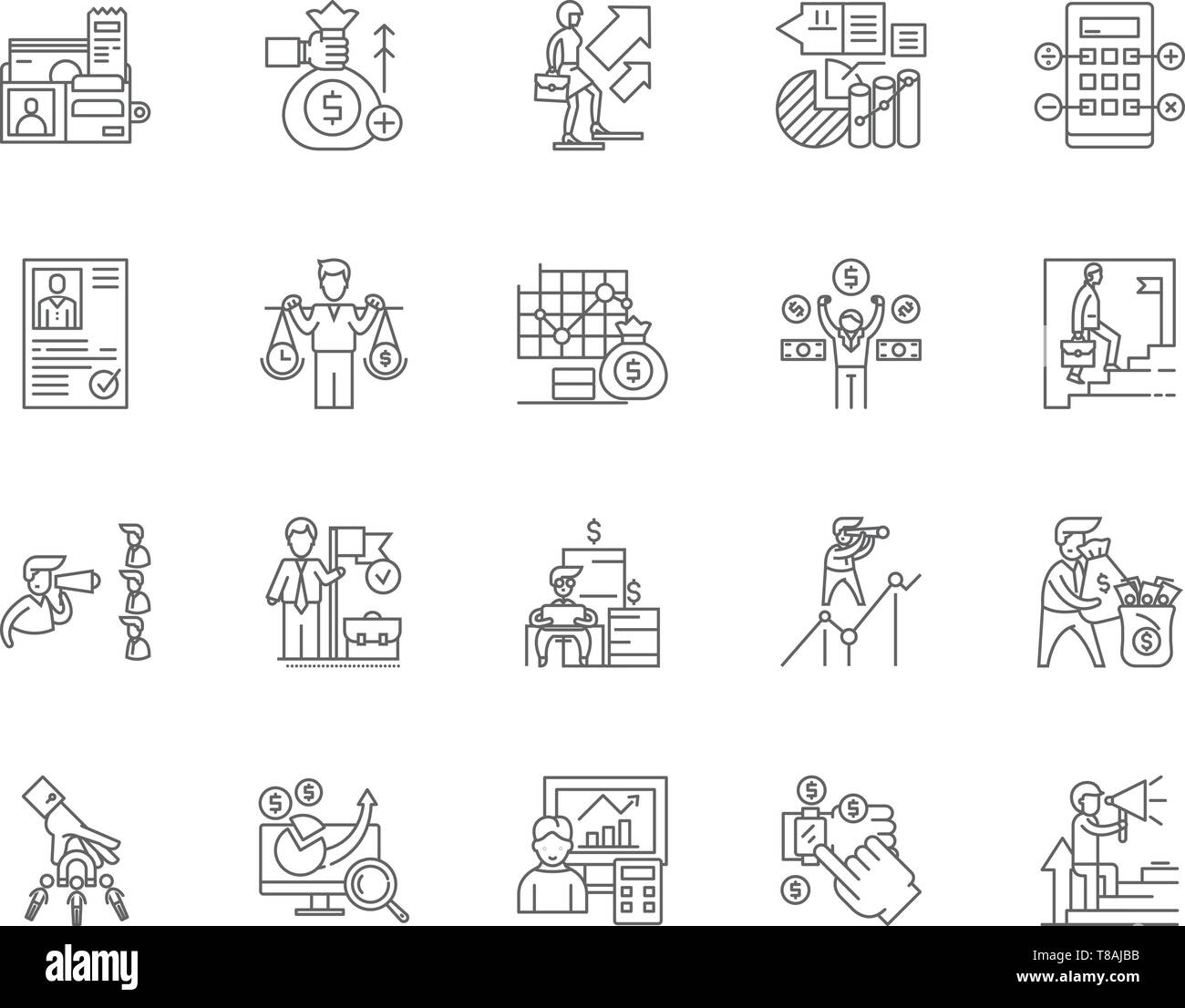 Finance lessors line icons, signs, vector set, outline illustration ...