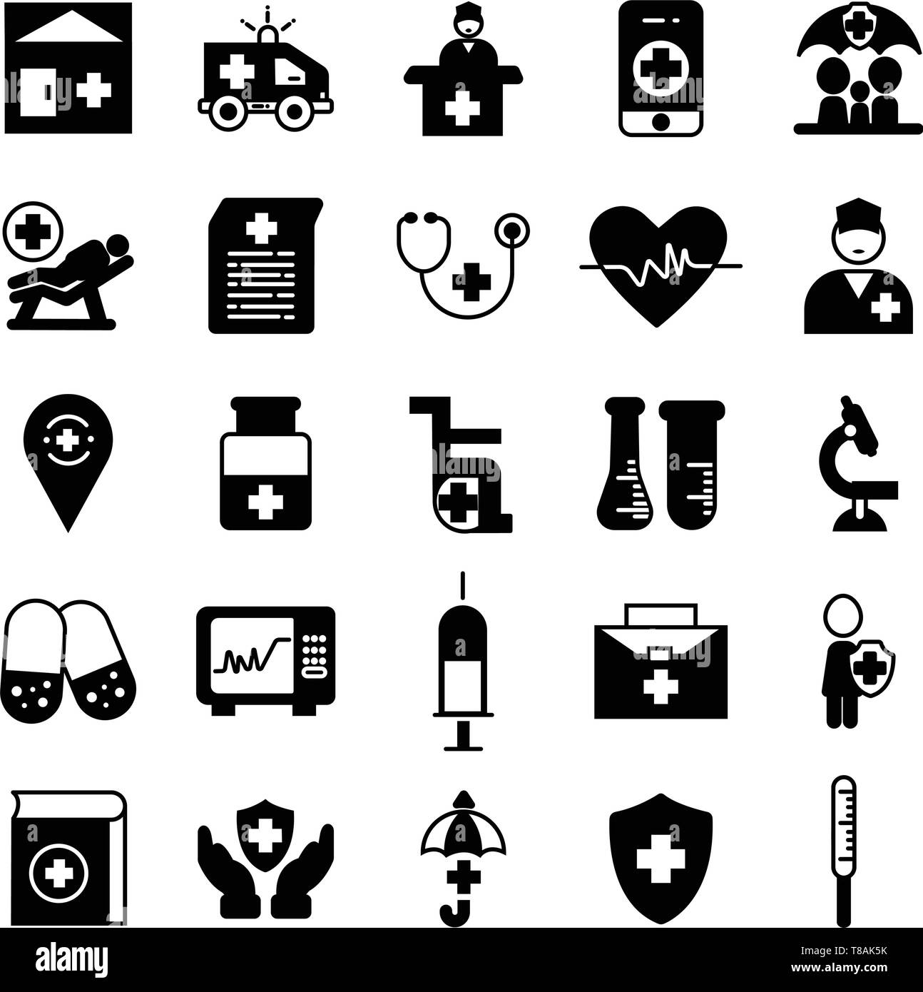 Healthcare and medical icon set. Vector medical service icons Stock