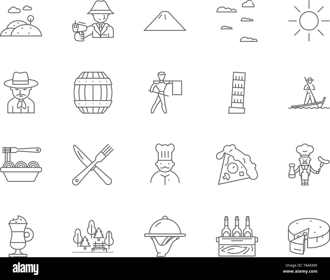 Italy line icons, signs, vector set, outline illustration concept Stock ...
