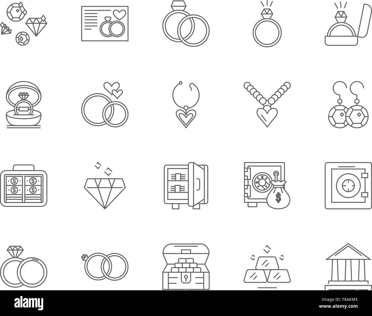 Jewelry Line Icons Signs Vector Set Outline Illustration Concept Stock Vector Image And Art Alamy 2390