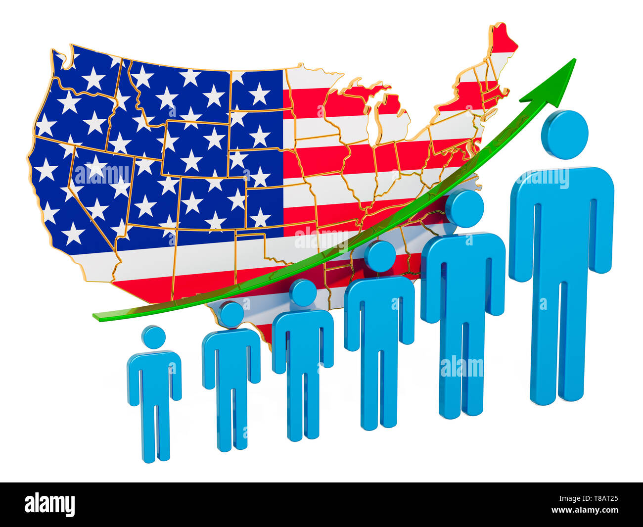 Rating of employment and unemployment or mortality and fertility in the USA, concept. 3D rendering isolated on white background Stock Photo