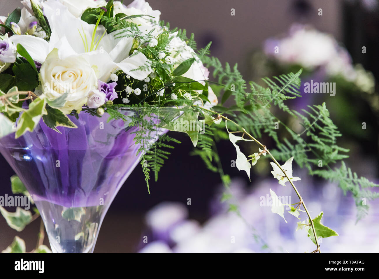 Bouquet Of Lilac Colored Wedding Decoration Flowers In A Village