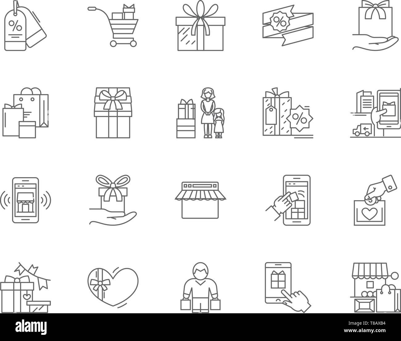Gift Shop Line Icons Signs Vector Set Outline Illustration Concept Stock Vector Image Art Alamy