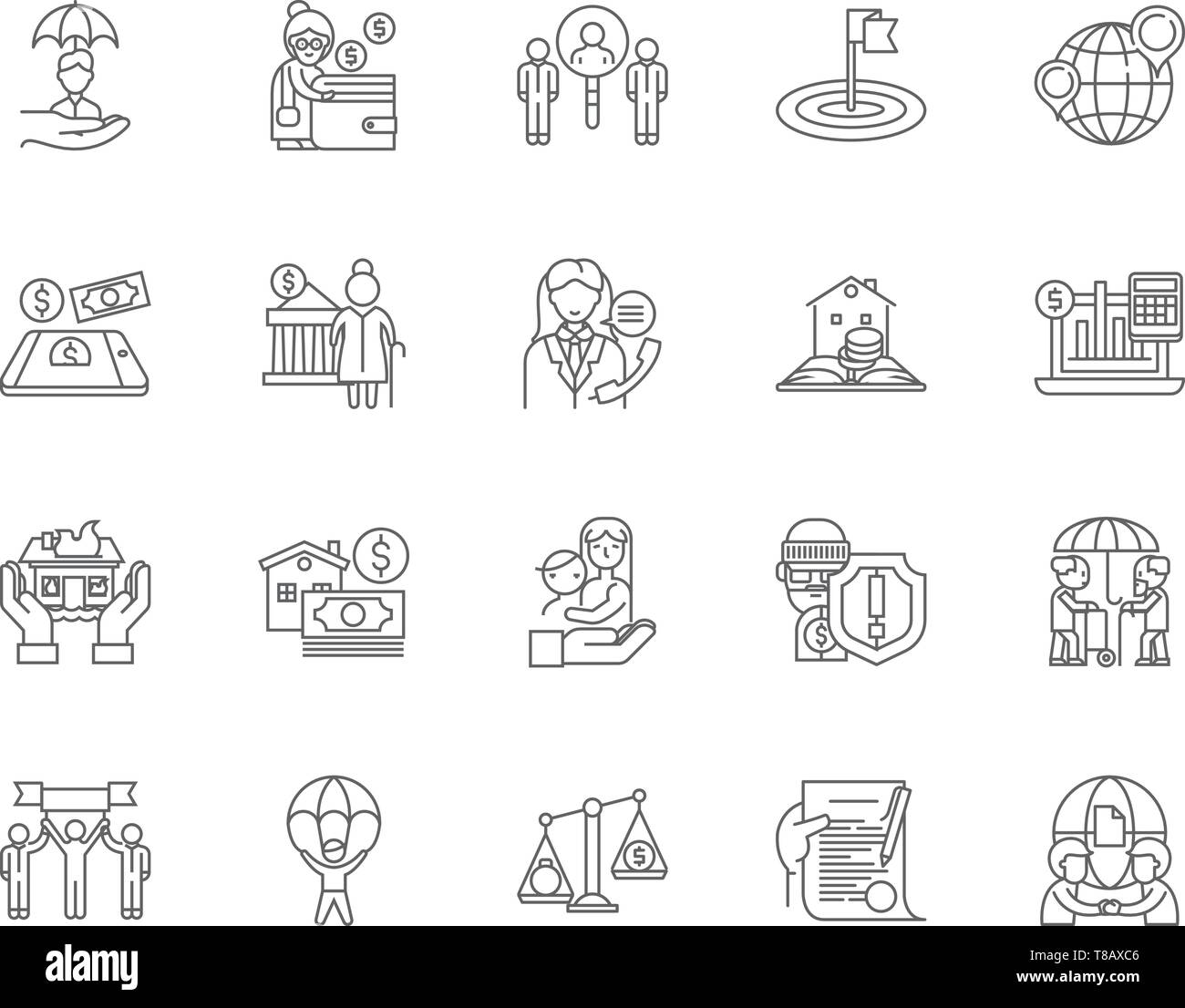 Government Services Line Icons Signs Vector Set Outline Illustration Concept Stock Vector 8311