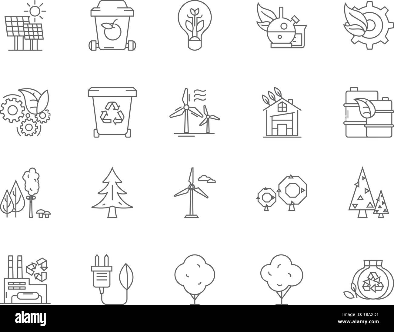 Green energy line icons, signs, vector set, outline illustration ...