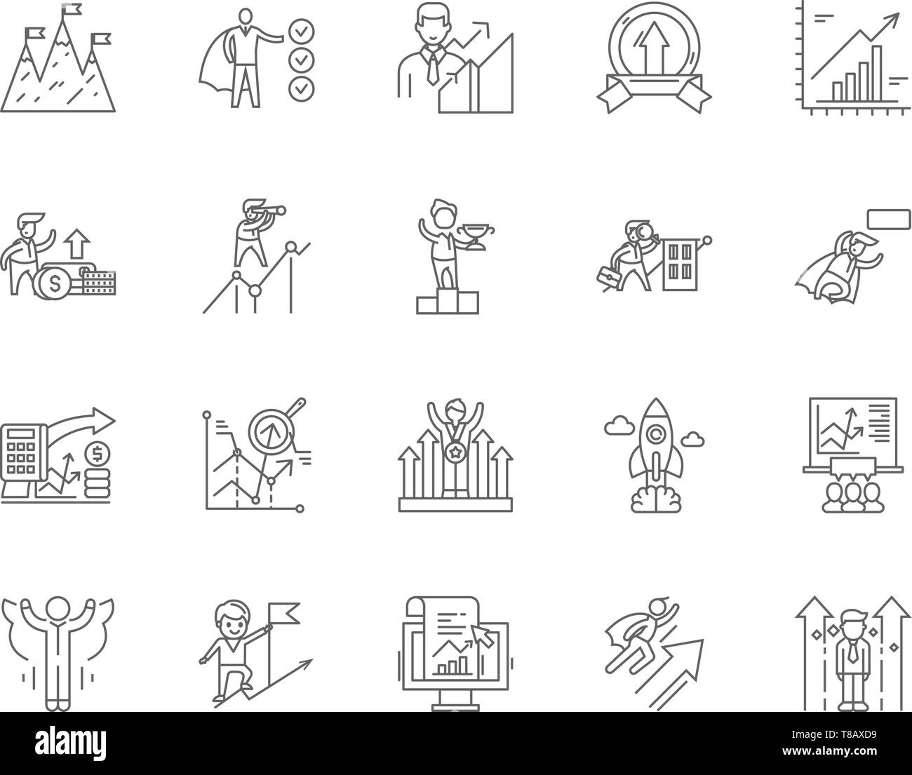 Growth line icons, signs, vector set, outline illustration concept ...
