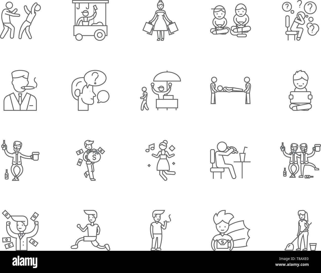 Habits line icons, signs, vector set, outline illustration concept
