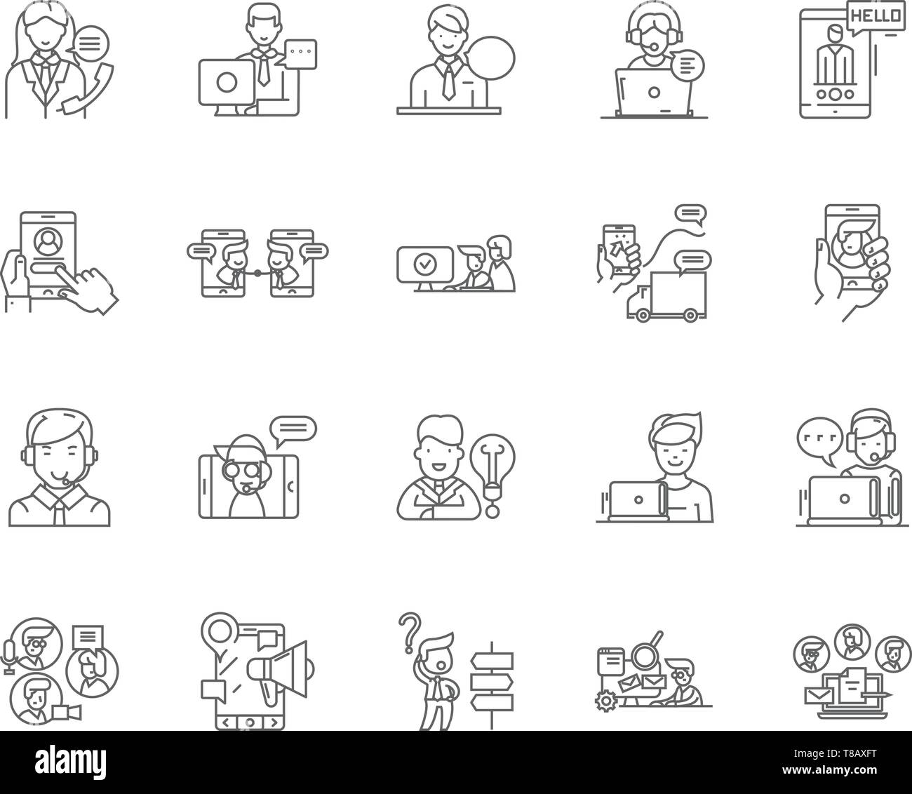Helpdesk line icons, signs, vector set, outline illustration concept ...
