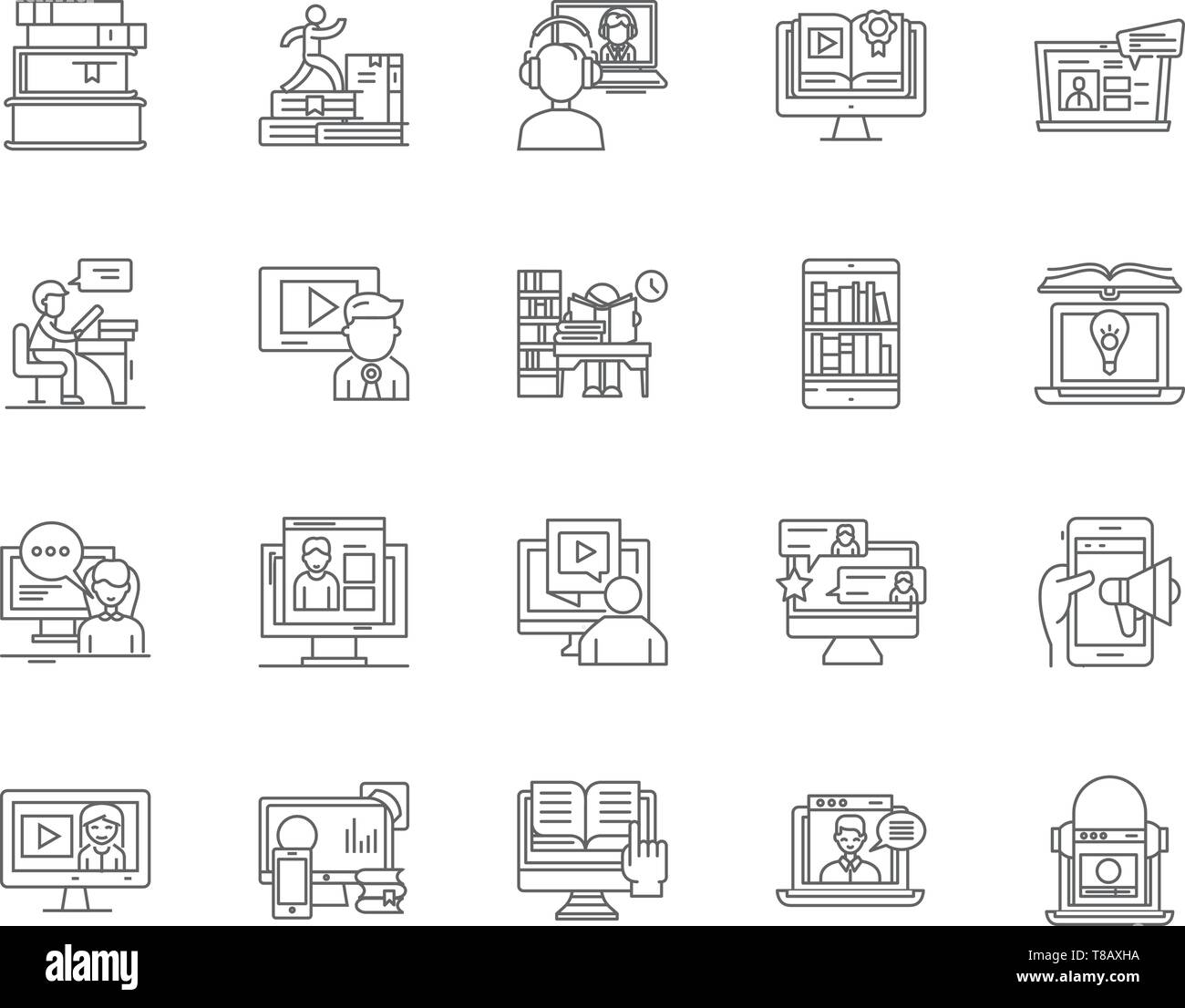 Home tutoring line icons, signs, vector set, outline illustration concept  Stock Vector