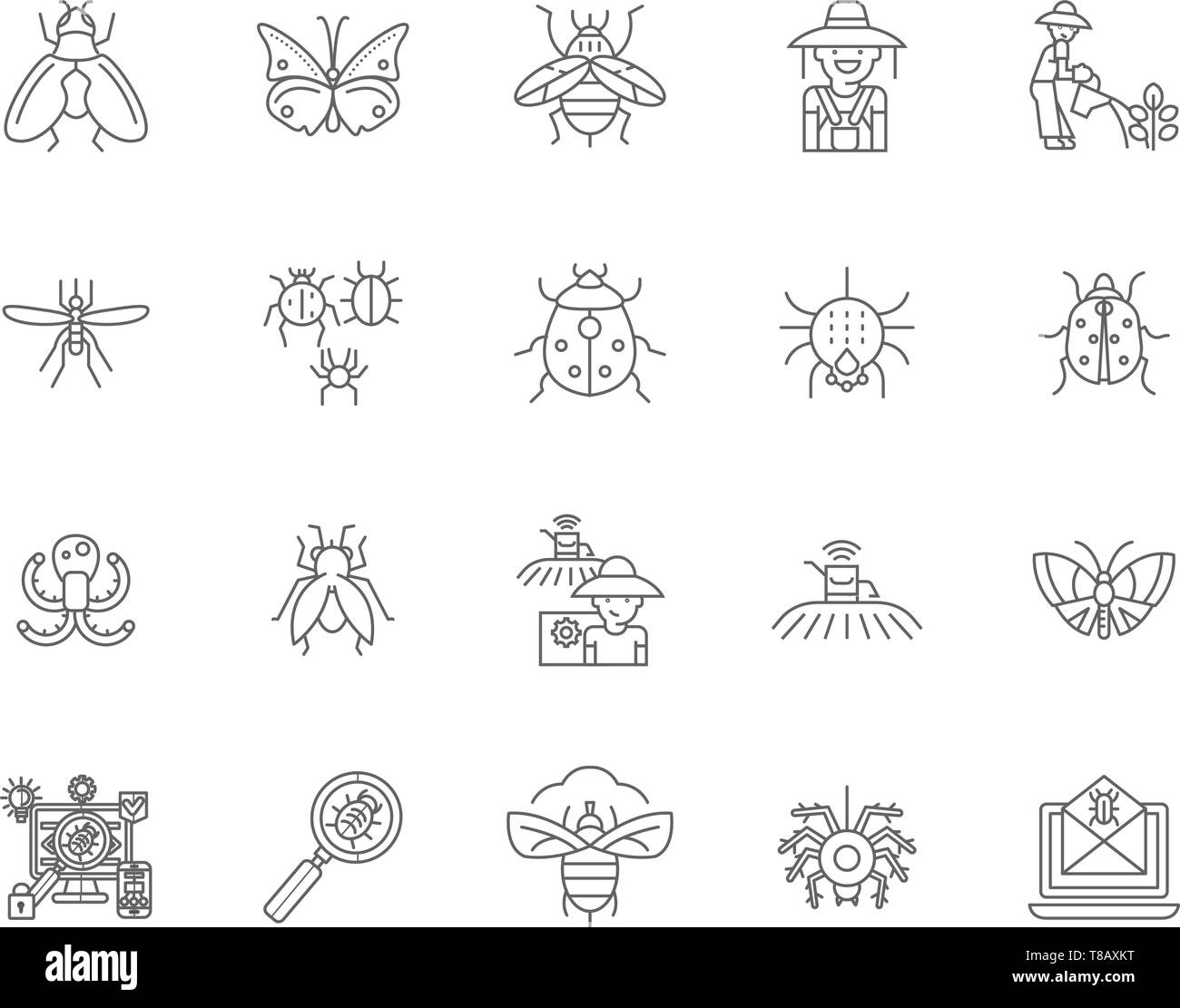 Insects line icons, signs, vector set, outline illustration concept ...
