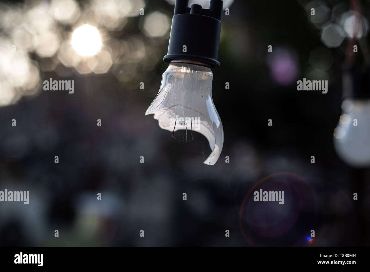 broken light bulb outdoor Stock Photo