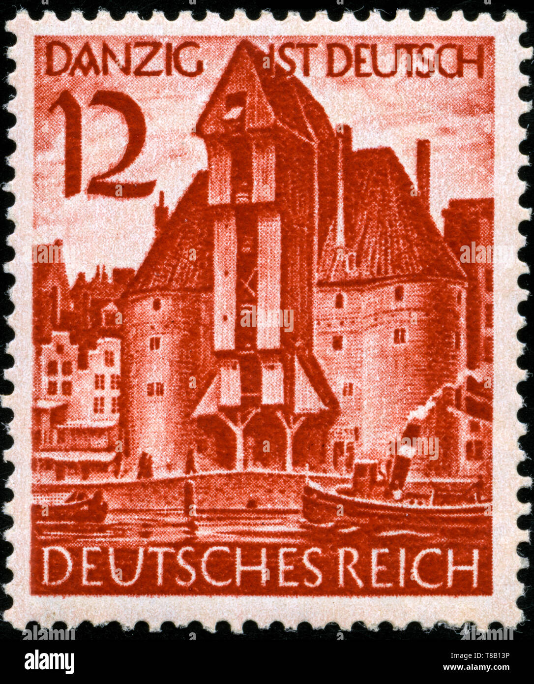 Postage stamp from the German Realm in the Reintegration of Danzig in the German Reich series issued in 1939 Stock Photo
