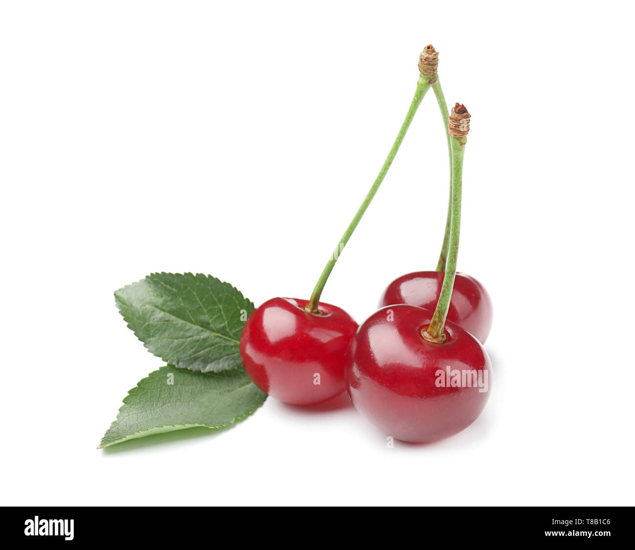 Ripe cherries on white background Stock Photo - Alamy