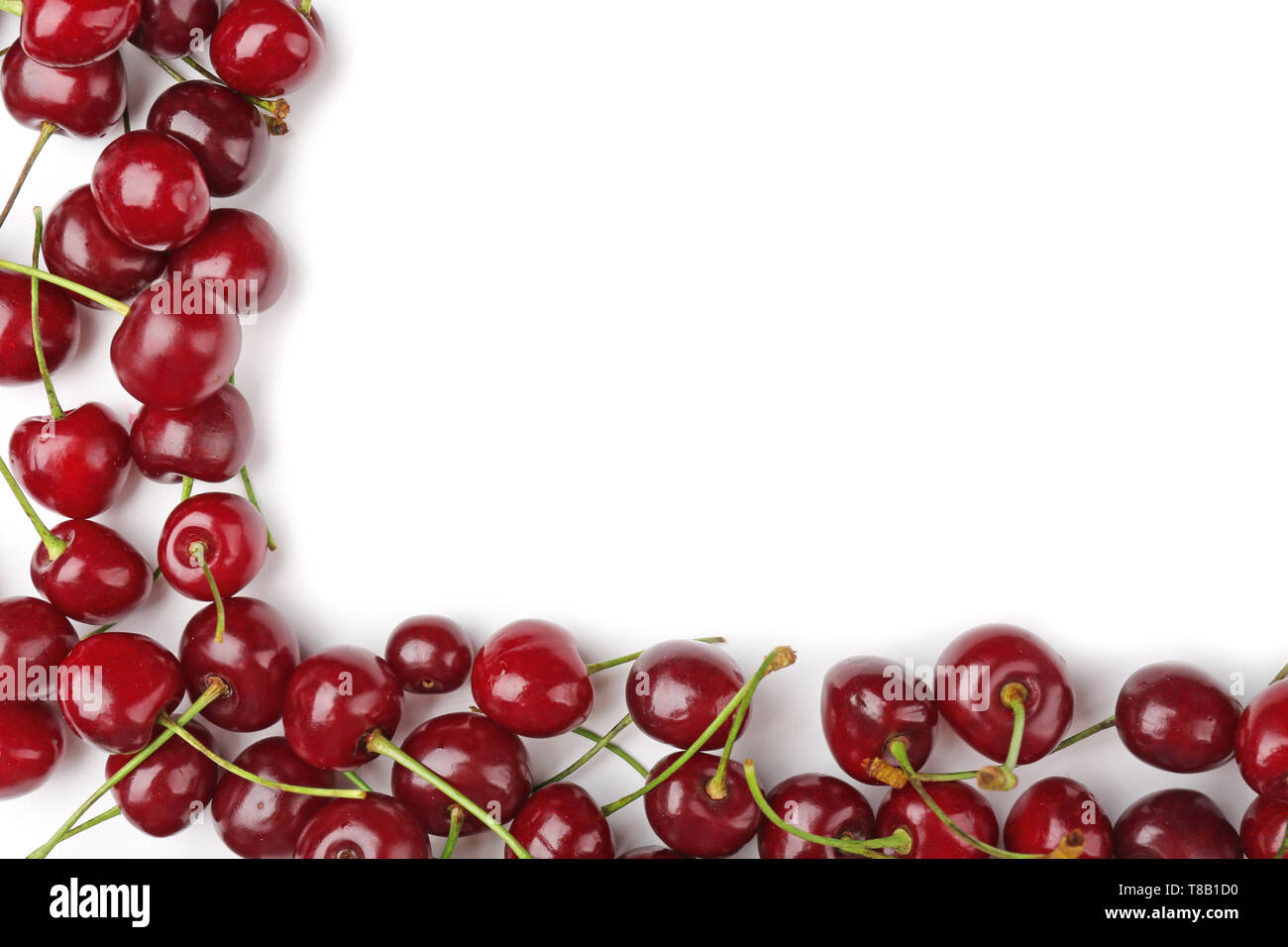 Ripe cherries on white background Stock Photo - Alamy