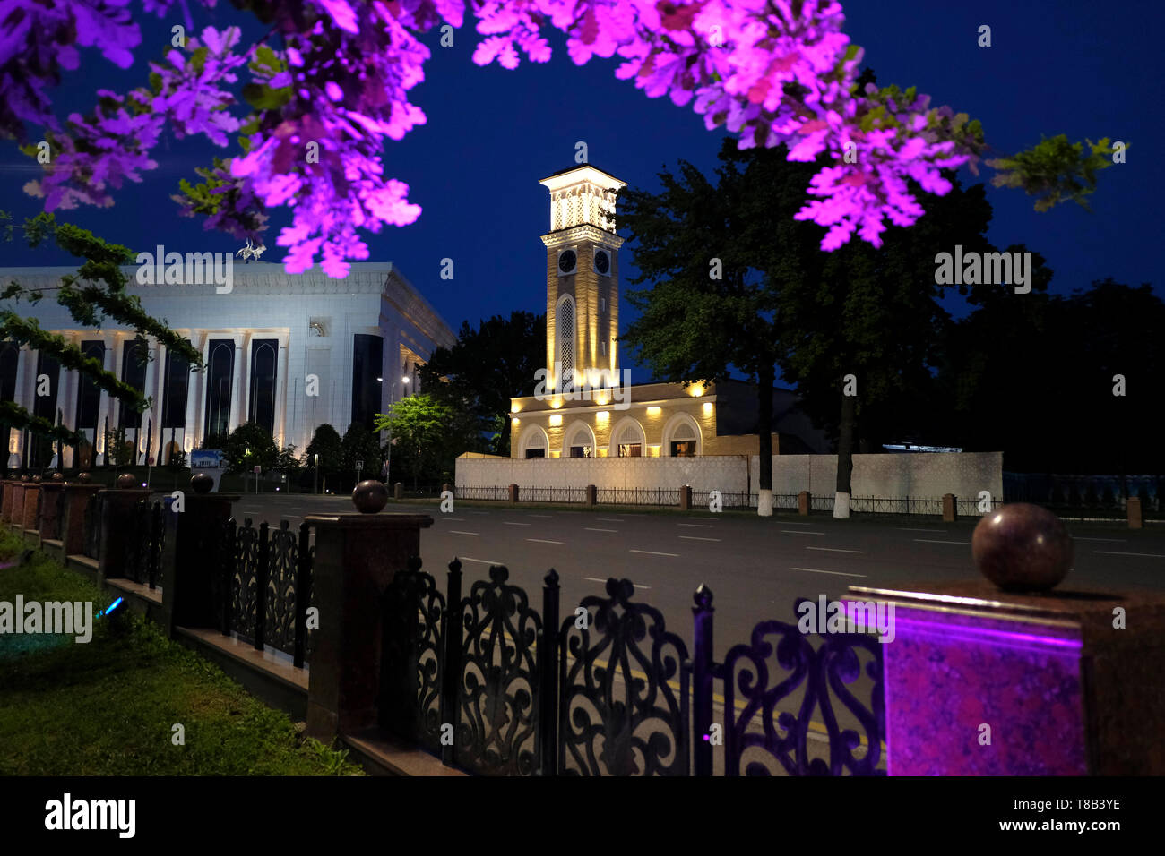 The Tashkent clock tower Tashkentskiye Kuranty located on Amir Timur