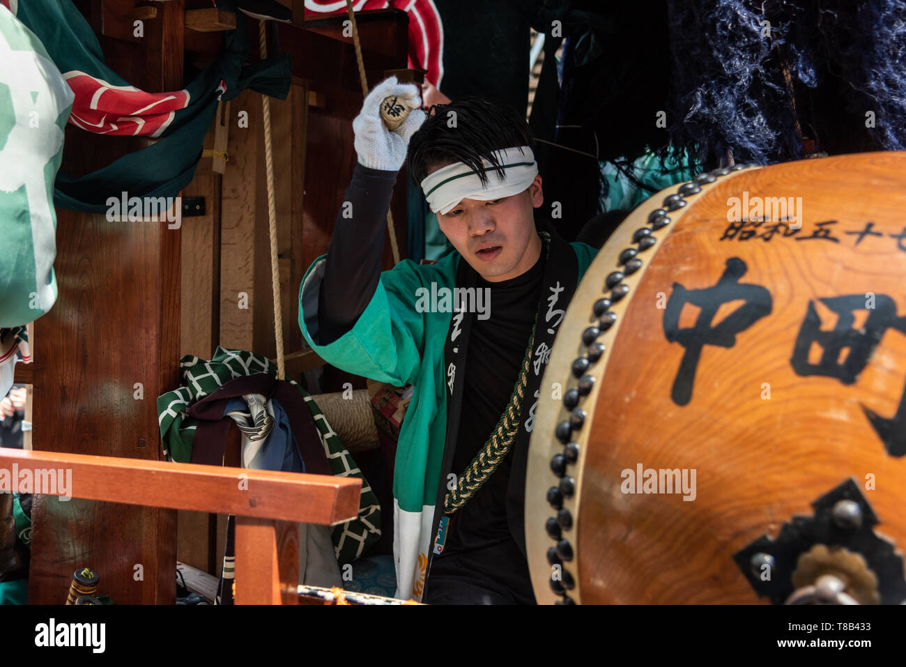 Karatsu, Japan may 5, 2019 young men in traditional costumes