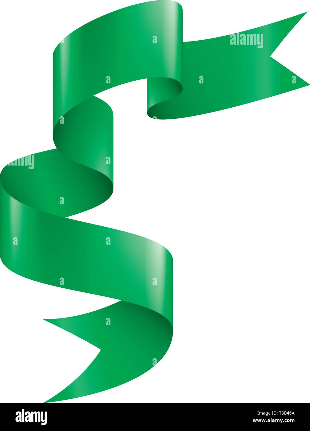 green ribbon on white background. Vector illustration Stock Vector