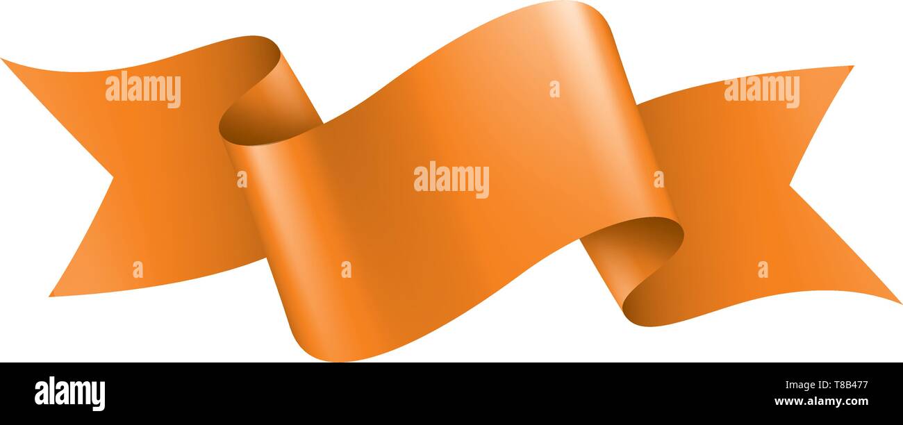 orange ribbon on white background. Vector illustration Stock Vector
