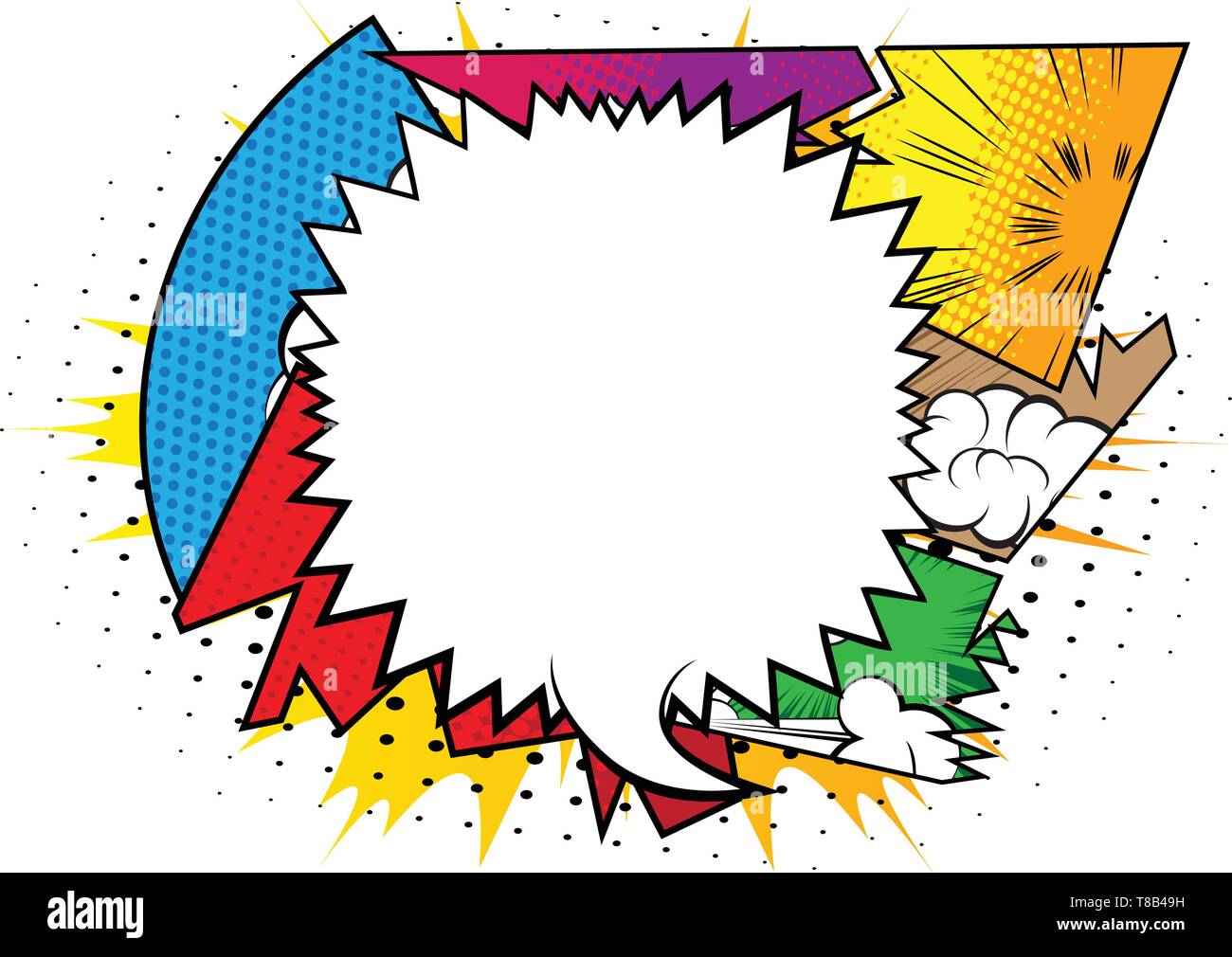 Vector illustrated retro comic book background with big blank speech ...