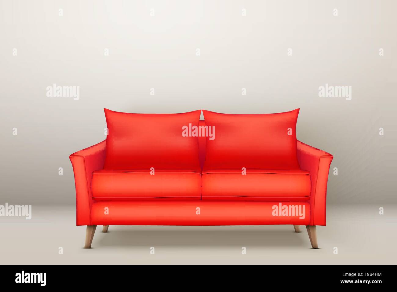 Interior of Modern red soft sofa Stock Vector