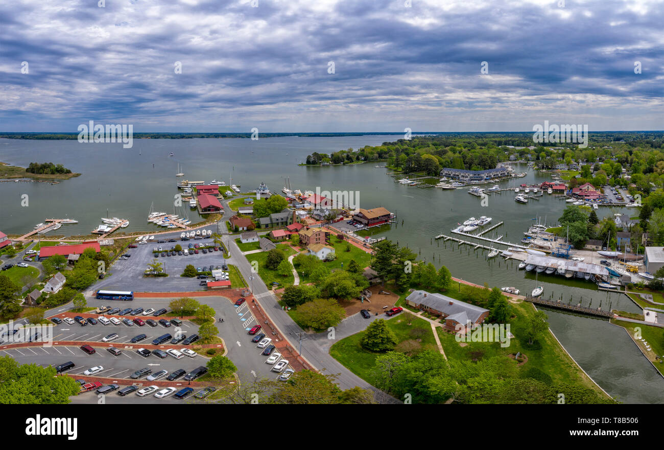 St. Michaels Maryland aerial view panorama in chespeake bay Stock Photo