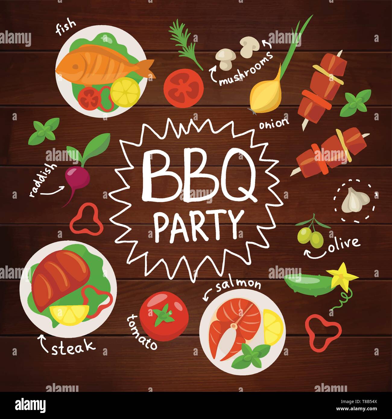 BBQ party vector food design with different dishes Stock Vector Image & Art Alamy